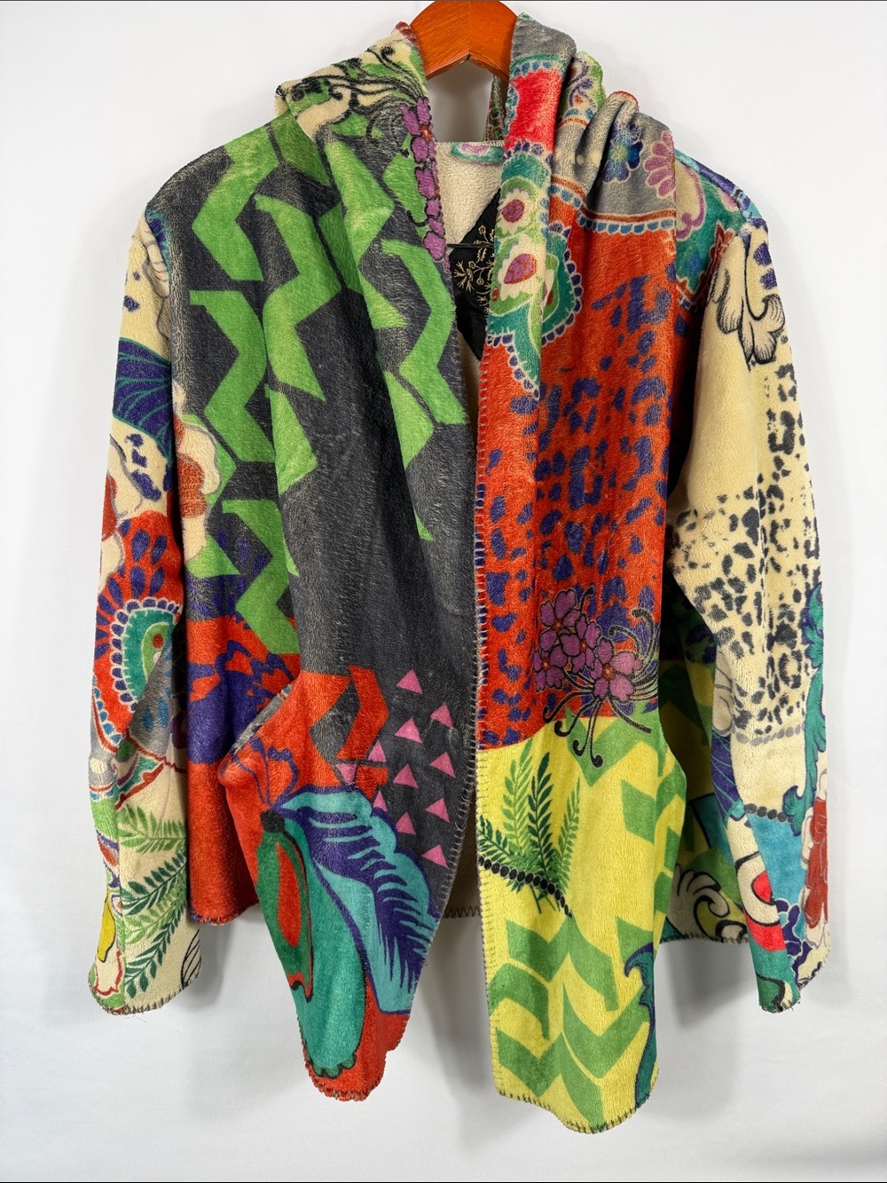 Johnny Was Peace Love Cozy Sherpa Hoodie Jacket. Boho. Womens Soze S. Floral - Picture 6 of 8